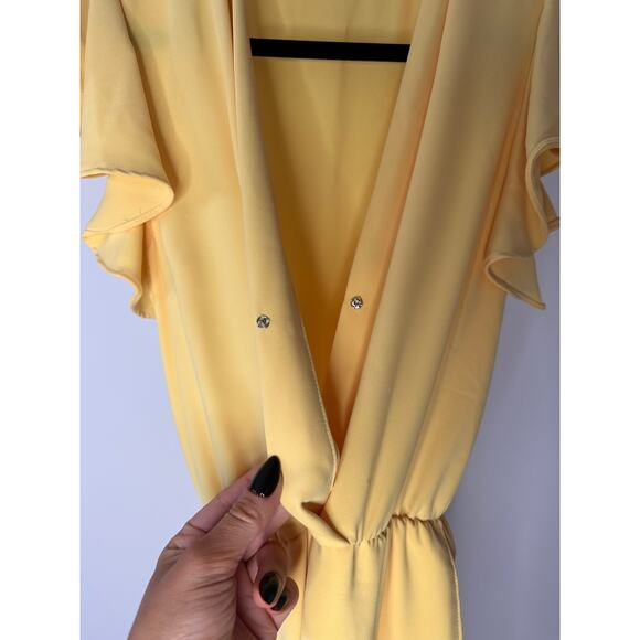 Amanda Uprichard Martinique Yellow Midi Belted Wrap Dress size 2X - Picture 5 of 8